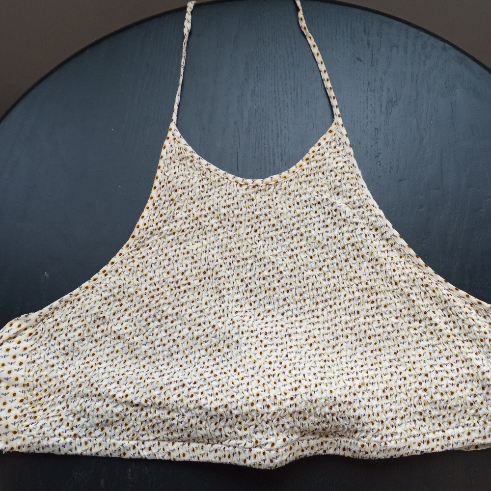 Pins & Needles ruched stretch halter tank S